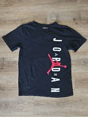 Jordan Black Short Sleeve Tee with Red Jumpman